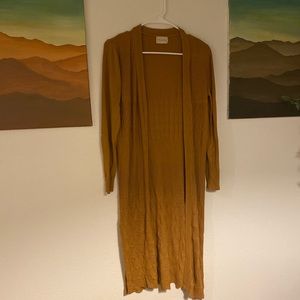 Golden mustard yellow long maxi sweater knee length s/m